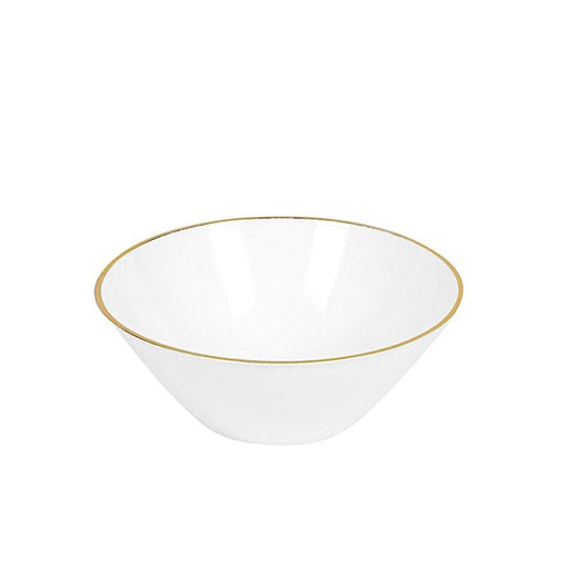 24 White 7 oz Plastic Dessert Ice Cream Bowls with Gold Rim - Disposable Tableware DSP_DST_BO004_7_WHTGD