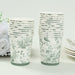 24 White Sage Green French Toile Paper Cups - Disposable Tableware DSP_PCUP_016_9_SAGE