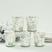 24 White Sage Green French Toile Paper Cups - Disposable Tableware DSP_PCUP_016_9_SAGE