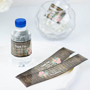 24 Wood Print with Thank You Stickers Party Water Bottle Labels - Dark Brown STK_BOTT_TYCLB02_BRN