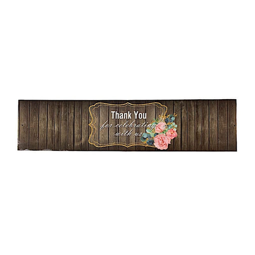 24 Wood Print with Thank You Stickers Party Water Bottle Labels - Dark Brown STK_BOTT_TYCLB02_BRN