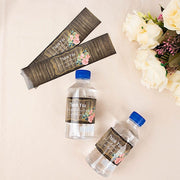 24 Wood Print with Thank You Stickers Party Water Bottle Labels - Dark Brown STK_BOTT_TYCLB02_BRN