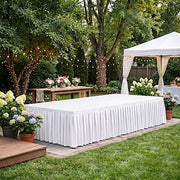 24"x 20 ft  Portable Wrinkle-Free Shirred Pleated Stag Table Skirt