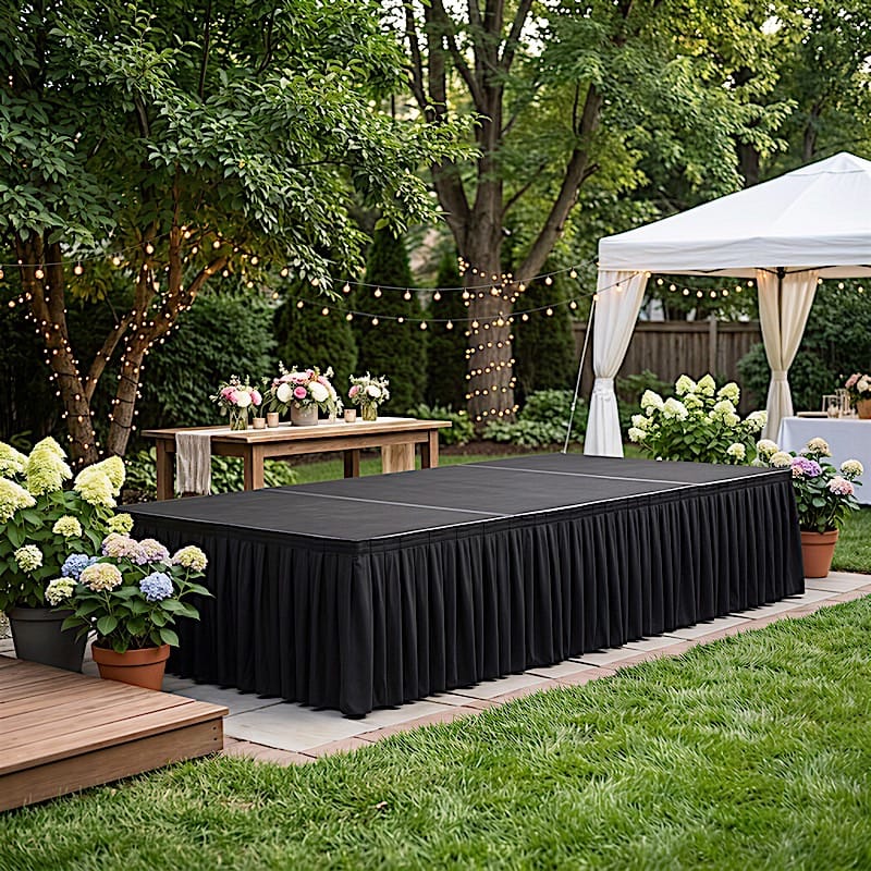 24"x 20 ft  Portable Wrinkle-Free Shirred Pleated Stag Table Skirt