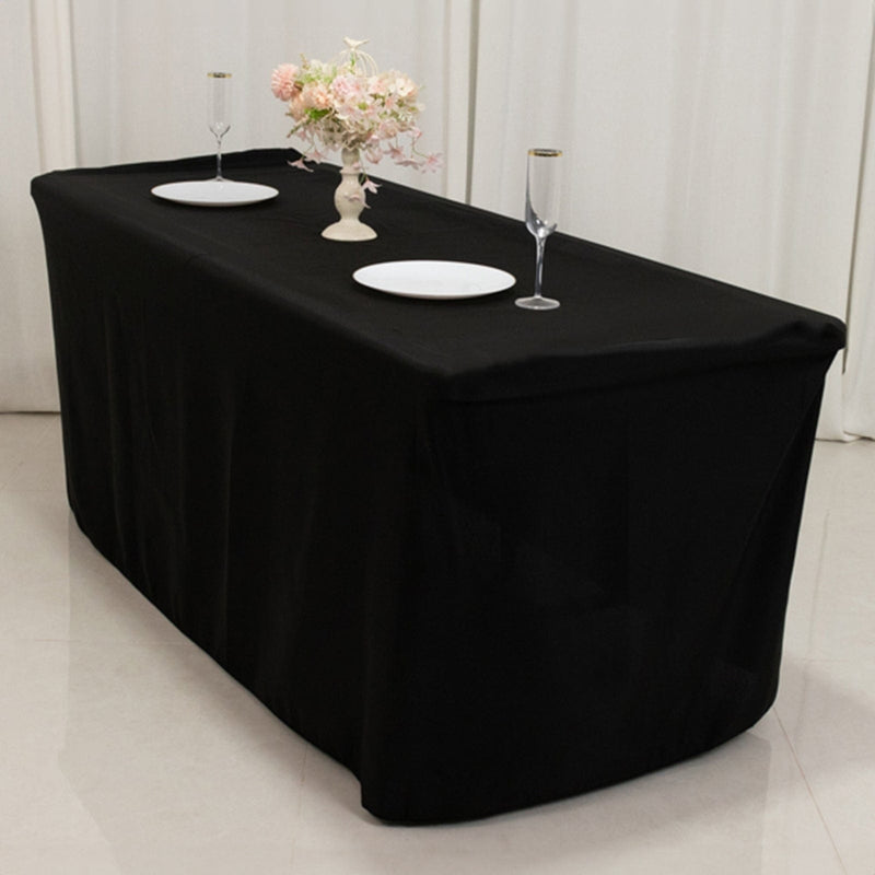 24" x 30" Fitted Polyester Tablecloth - Black