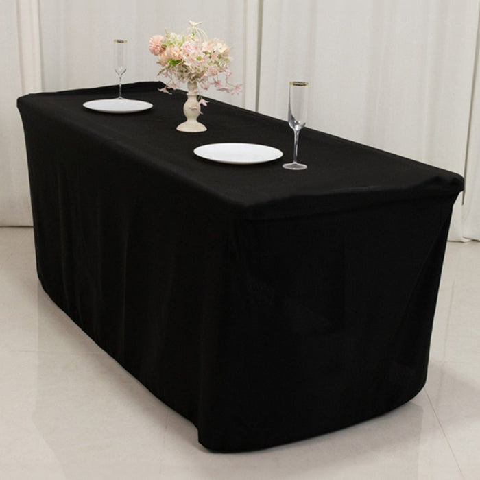 24" x 30" Fitted Polyester Tablecloth - Black