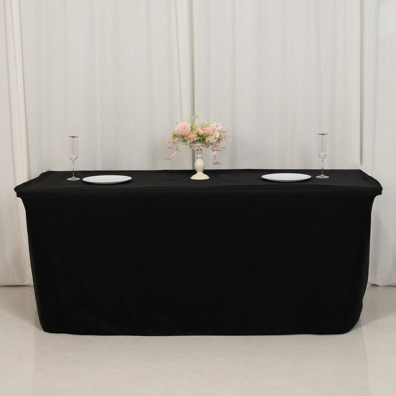 24" x 30" Fitted Polyester Tablecloth - Black