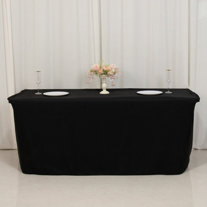 24" x 30" Fitted Polyester Tablecloth - Black