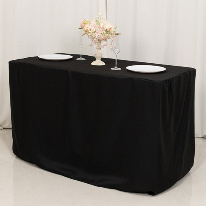 24" x 30" Fitted Polyester Tablecloth - Black