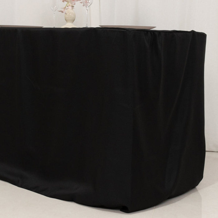 24" x 30" Fitted Polyester Tablecloth - Black