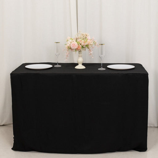 24" x 30" Fitted Polyester Tablecloth - Black