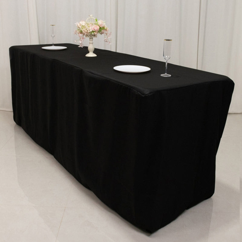 24" x 42" Fitted Polyester Tablecloth - Black