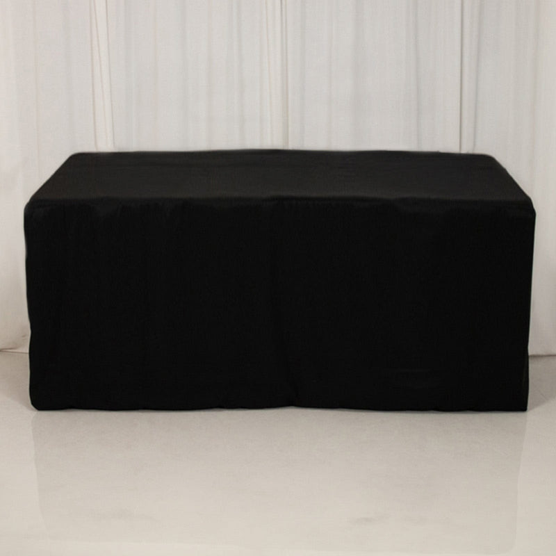 24" x 42" Fitted Polyester Tablecloth - Black