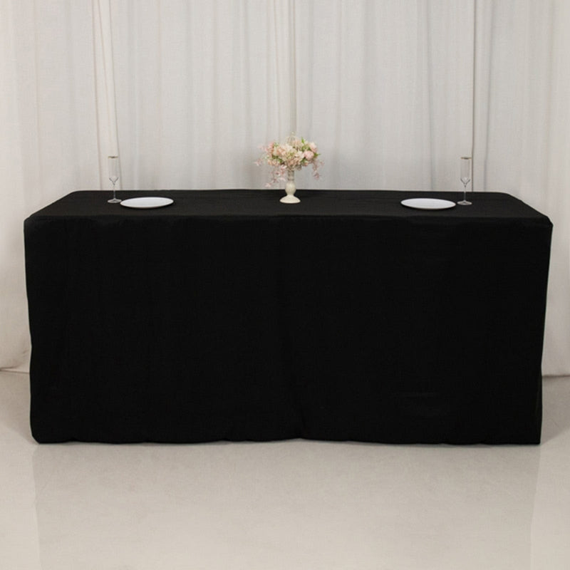 24" x 42" Fitted Polyester Tablecloth - Black