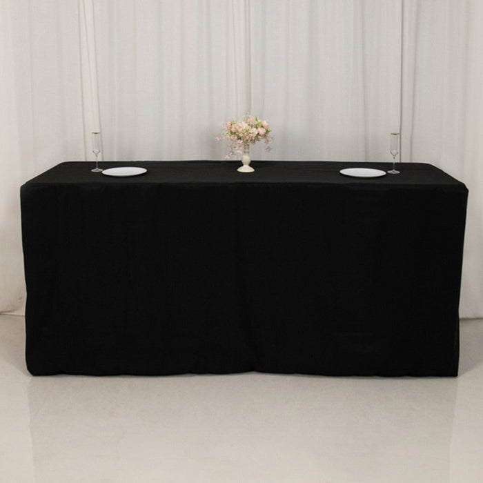 24" x 42" Fitted Polyester Tablecloth - Black