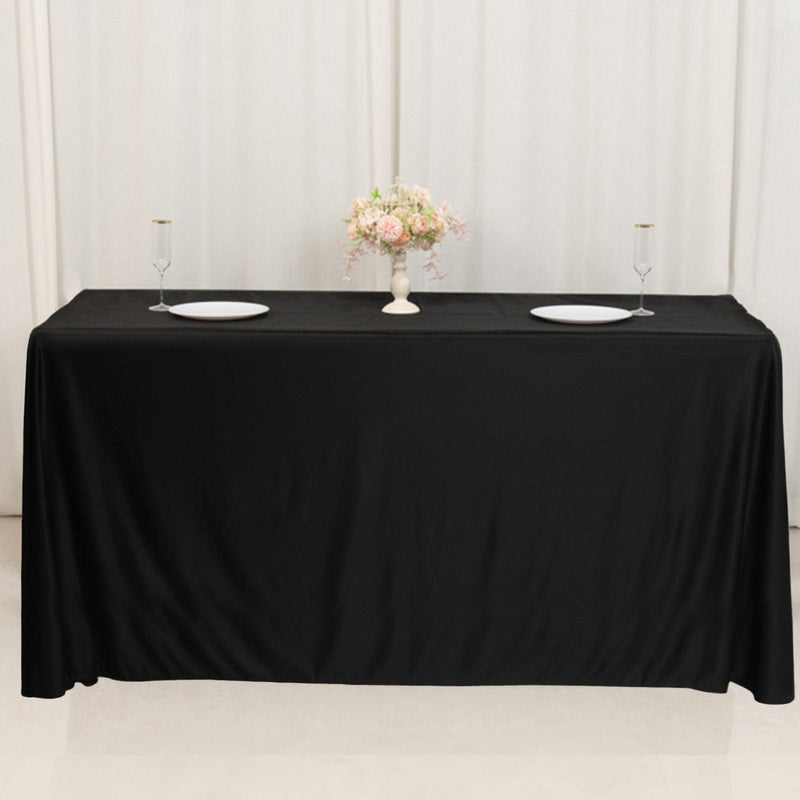 24" x 42" Fitted Polyester Tablecloth - Black