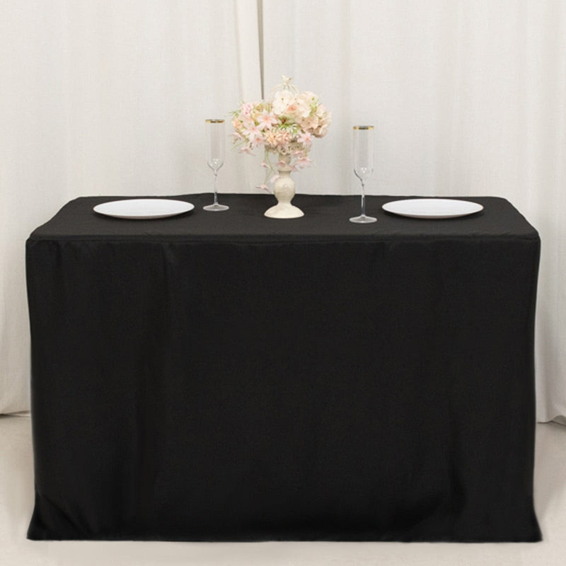 24" x 42" Fitted Polyester Tablecloth - Black