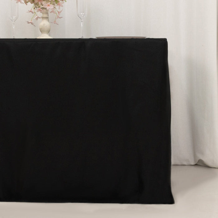 24" x 42" Fitted Polyester Tablecloth - Black