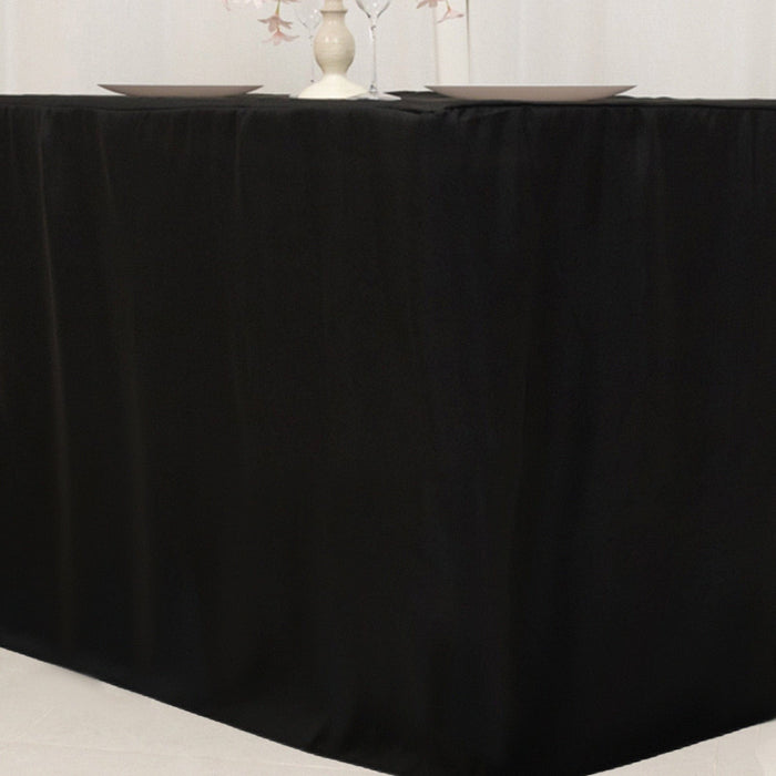 24" x 42" Fitted Polyester Tablecloth - Black