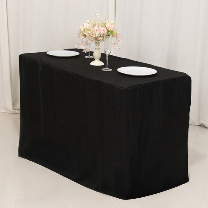 24" x 42" Fitted Polyester Tablecloth - Black
