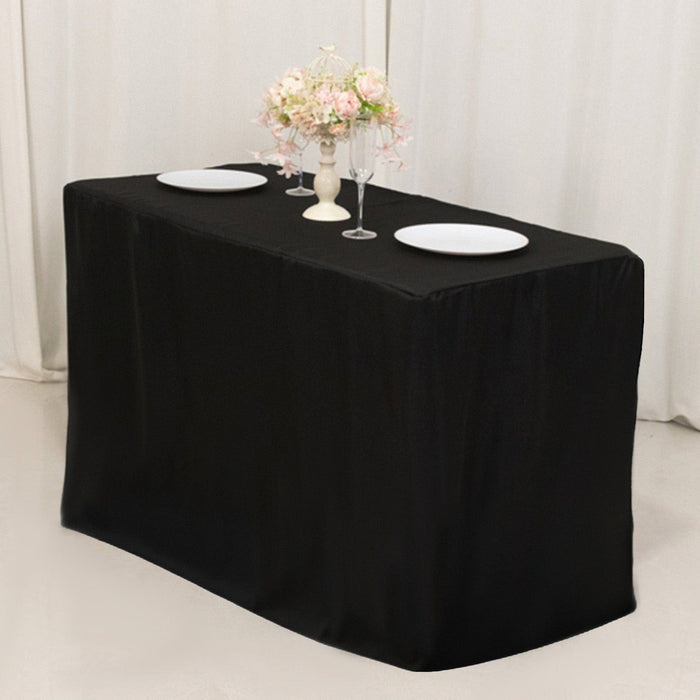 24" x 42" Fitted Polyester Tablecloth - Black