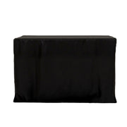 24" x 42" Fitted Polyester Tablecloth - Black TAB_FIT4_24X42_BLK