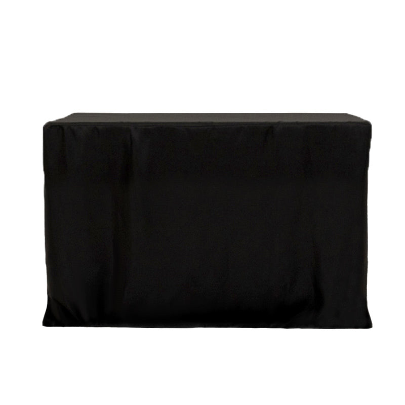 24" x 42" Fitted Polyester Tablecloth - Black TAB_FIT4_24X42_BLK