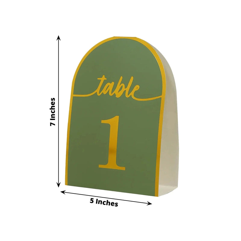 25 Arch Wedding Table Numbers with Metallic Gold Foil 1-25 Numbers Print