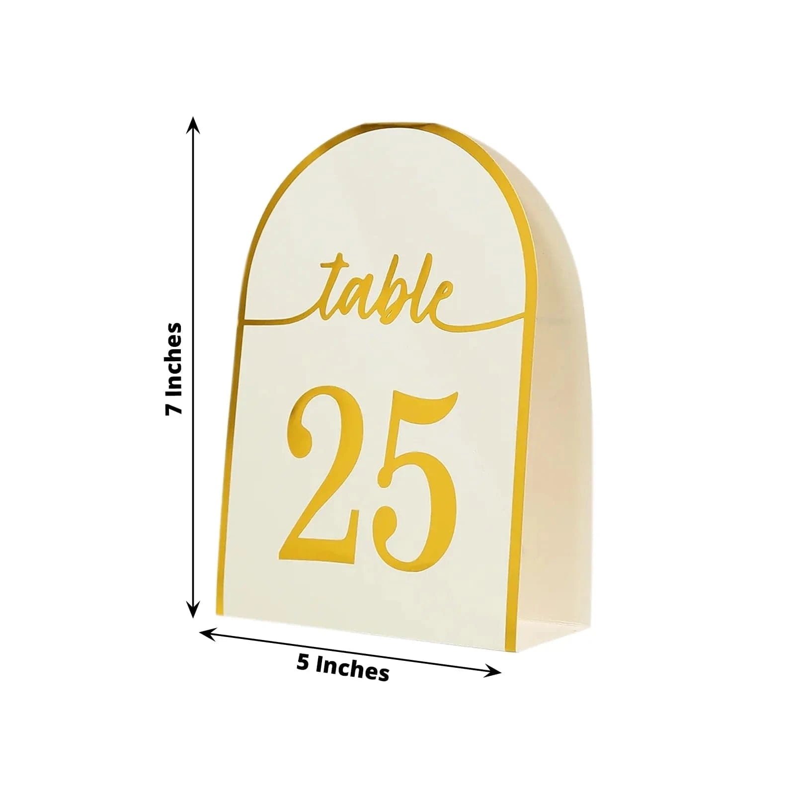25 Arch Wedding Table Numbers with Metallic Gold Foil 1-25 Numbers Print