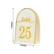 25 Arch Wedding Table Numbers with Metallic Gold Foil 1-25 Numbers Print