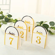 25 Arch Wedding Table Numbers with Metallic Gold Foil 1-25 Numbers Print