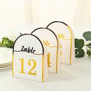 25 Arch Wedding Table Numbers with Metallic Gold Foil 1-25 Numbers Print