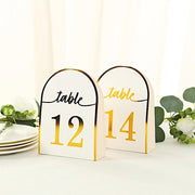 25 Arch Wedding Table Numbers with Metallic Gold Foil 1-25 Numbers Print
