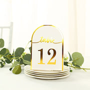 25 Arch Wedding Table Numbers with Metallic Gold Foil 1-25 Numbers Print