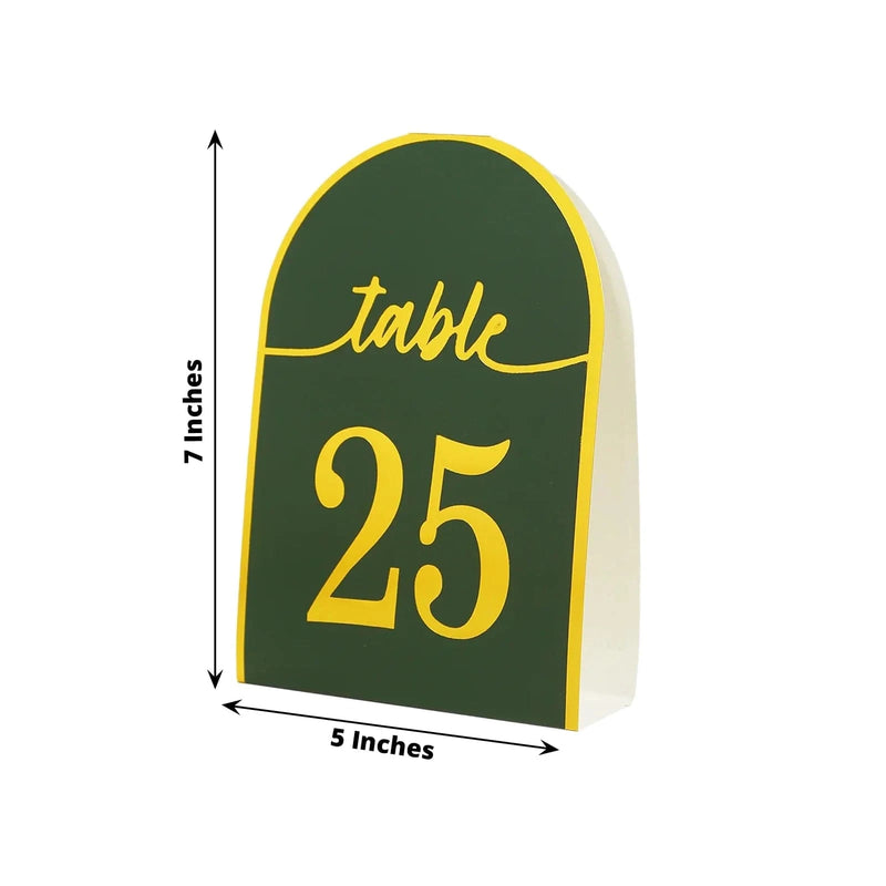 25 Arch Wedding Table Numbers with Metallic Gold Foil 1-25 Numbers Print