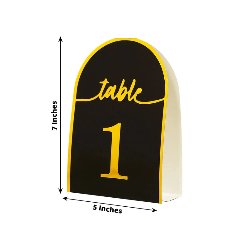 25 Arch Wedding Table Numbers with Metallic Gold Foil 1-25 Numbers Print