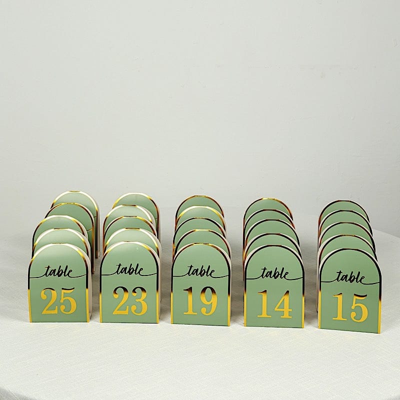 25 Arch Wedding Table Numbers with Metallic Gold Foil 1-25 Numbers Print