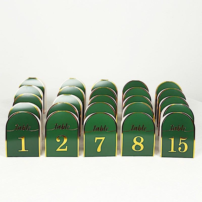 25 Arch Wedding Table Numbers with Metallic Gold Foil 1-25 Numbers Print