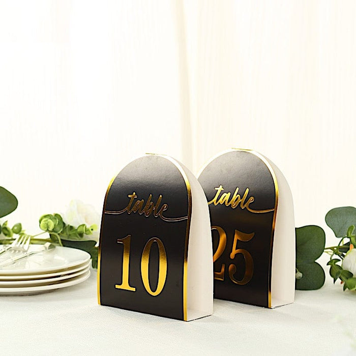 25 Arch Wedding Table Numbers with Metallic Gold Foil 1-25 Numbers Print