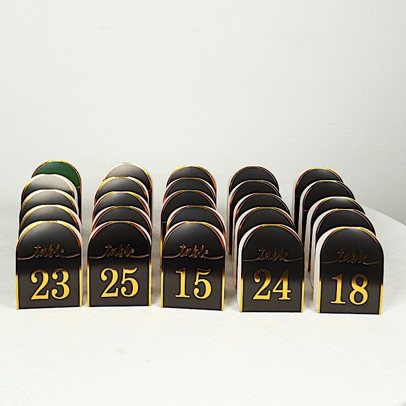 25 Arch Wedding Table Numbers with Metallic Gold Foil 1-25 Numbers Print