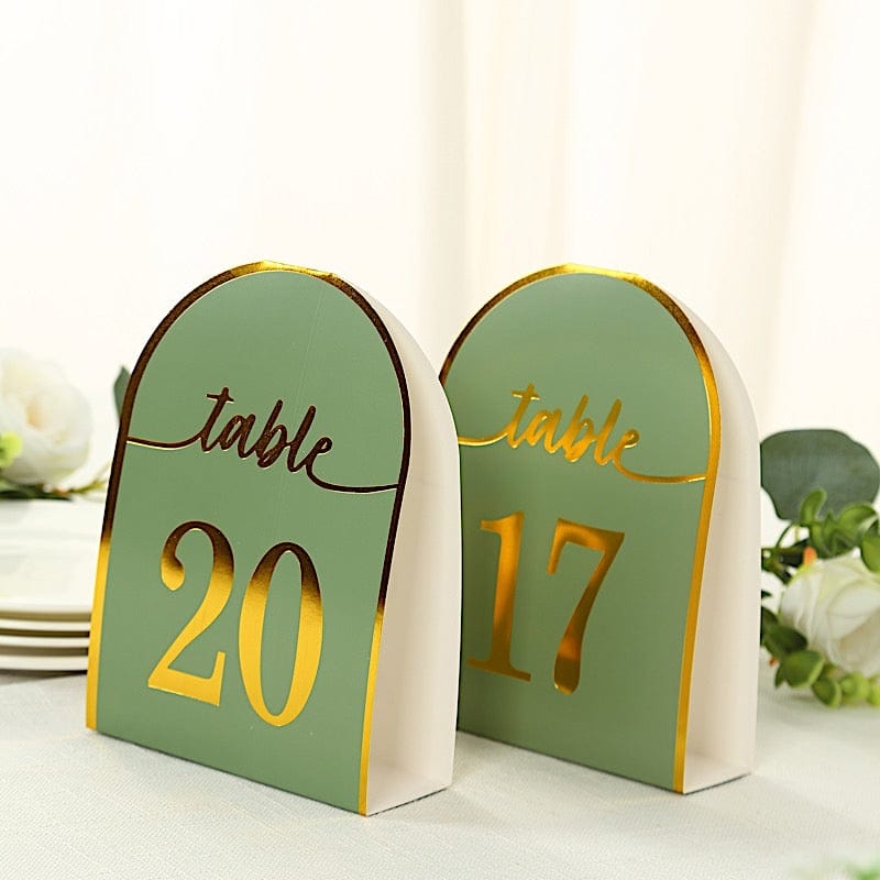25 Arch Wedding Table Numbers with Metallic Gold Foil 1-25 Numbers Print
