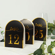 25 Arch Wedding Table Numbers with Metallic Gold Foil 1-25 Numbers Print