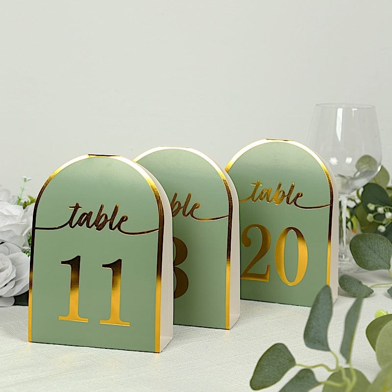 25 Arch Wedding Table Numbers with Metallic Gold Foil 1-25 Numbers Print