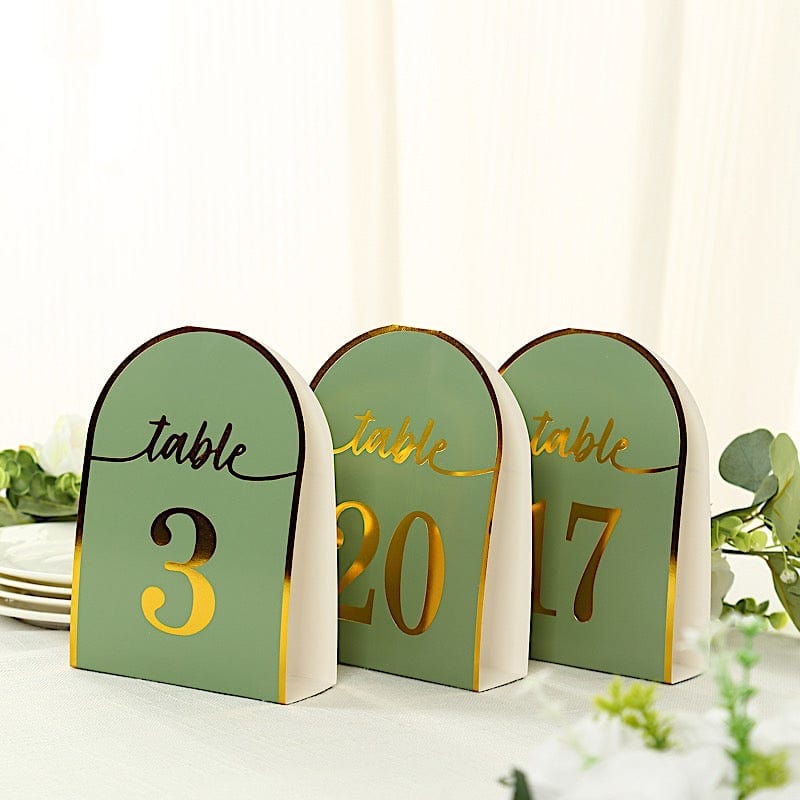 25 Arch Wedding Table Numbers with Metallic Gold Foil 1-25 Numbers Print