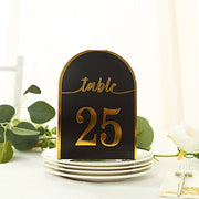 25 Arch Wedding Table Numbers with Metallic Gold Foil 1-25 Numbers Print
