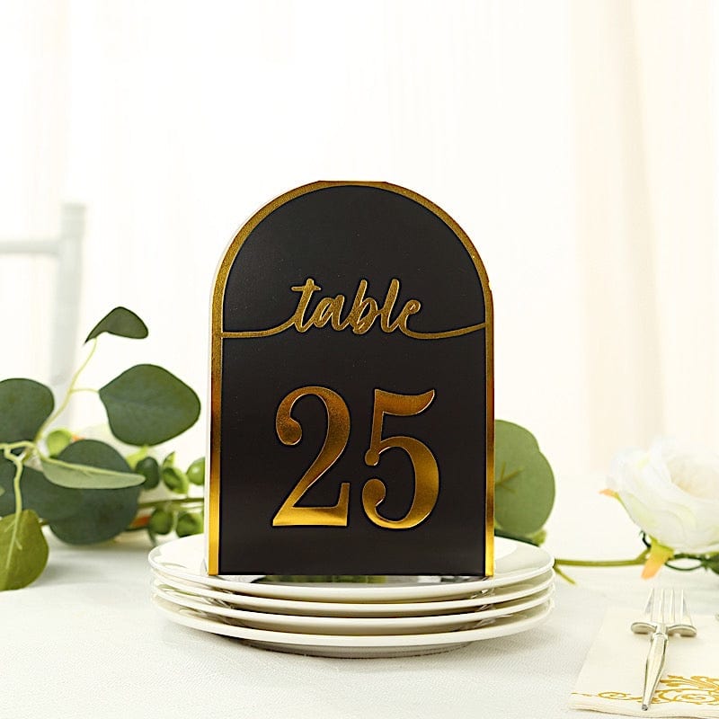 25 Arch Wedding Table Numbers with Metallic Gold Foil 1-25 Numbers Print