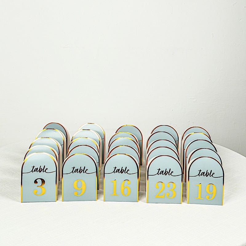 25 Arch Wedding Table Numbers with Metallic Gold Foil 1-25 Numbers Print