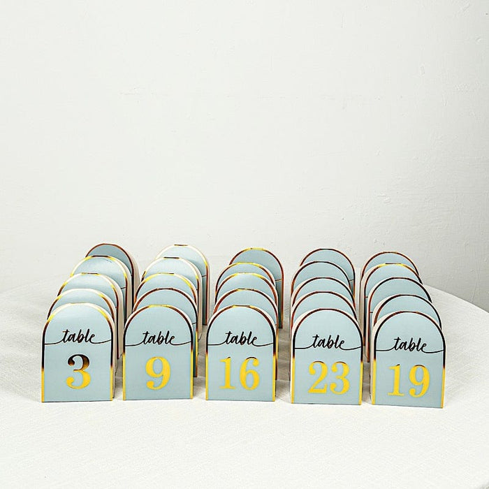 25 Arch Wedding Table Numbers with Metallic Gold Foil 1-25 Numbers Print