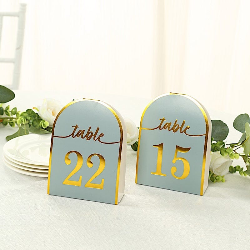 25 Arch Wedding Table Numbers with Metallic Gold Foil 1-25 Numbers Print