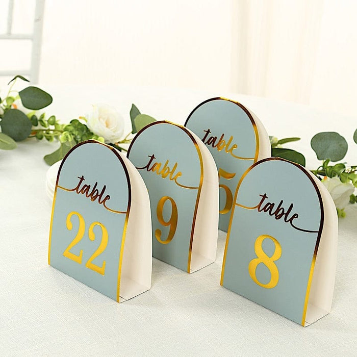 25 Arch Wedding Table Numbers with Metallic Gold Foil 1-25 Numbers Print